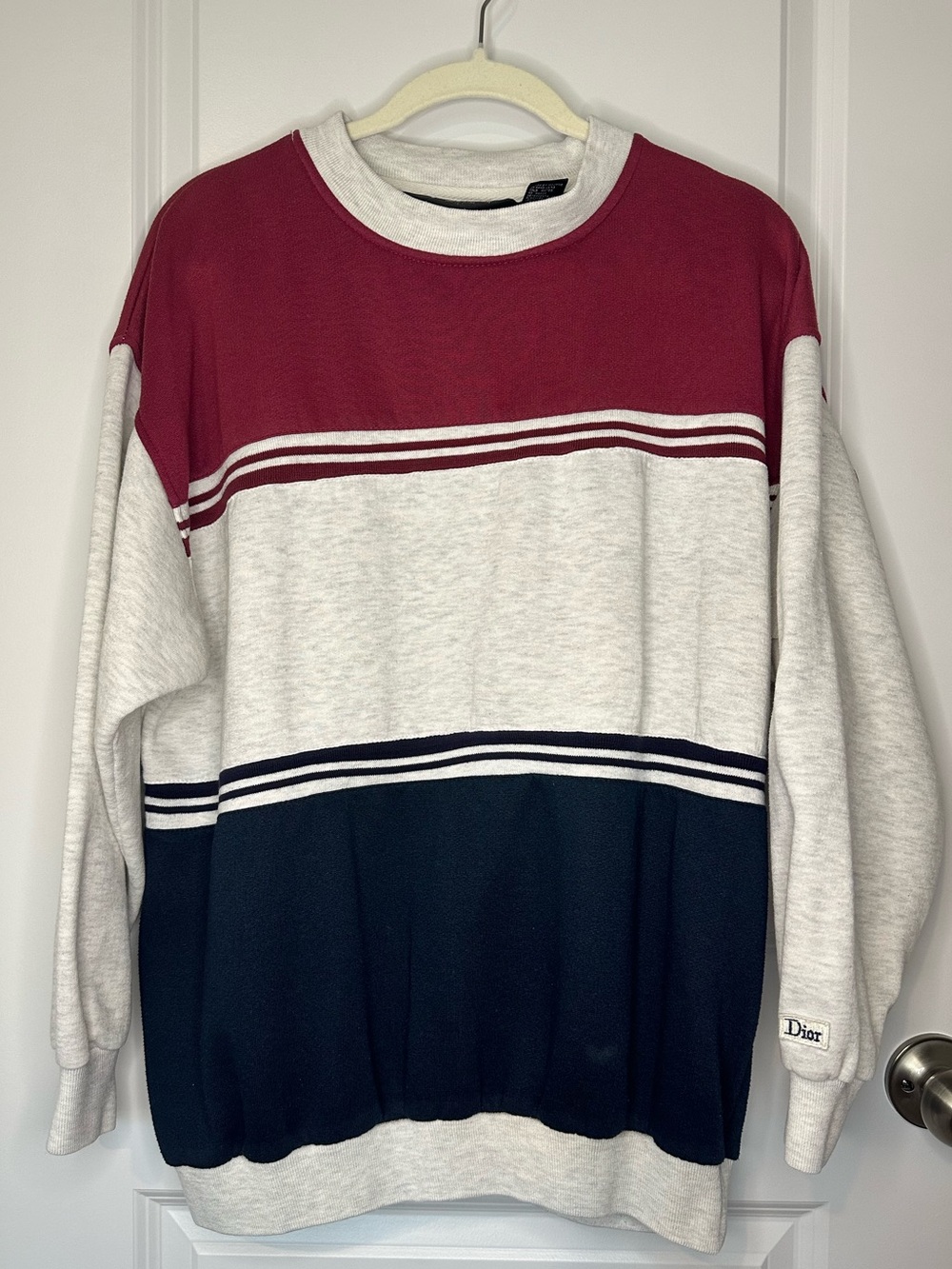 Vintage 80s/90s Christian Dior Monsieur Colorblock Crewneck Sweatshirt Size L